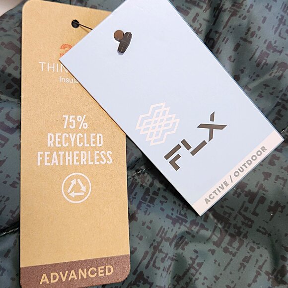 FLX Dark Green Puffer Jacket Cinchable Waist High Neck Zip and Snap Size… - Picture 12 of 16